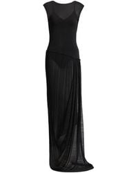 Balmain - Long Draped Viscose Dress - Lyst