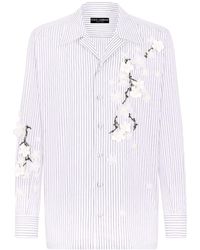 Dolce & Gabbana - Gestreept Overhemd Met Bloemapplicatie - Lyst