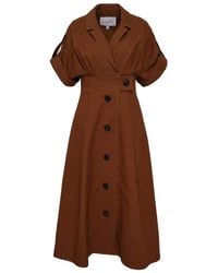 Carolina Herrera - Wide-Sleeve Button-Up Shirt Dress - Lyst