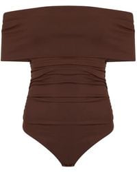Des Phemmes - Body Fruncido Con Hombros Descubiertos - Lyst