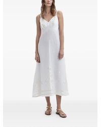 Greek Archaic Kori - Embroidered V-Neck Midi Dress - Lyst