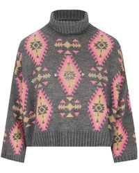COLOUR MARKET® - Crystal-Embellished Intarsia-Knit Sweater - Lyst
