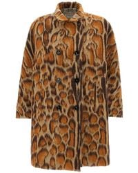 Alberto Biani - Abrigo Con Doble Botonadura Y Estampado De Leopardo - Lyst