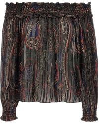 Saint Laurent - Off-Shoulder-Top Aus Seide - Lyst