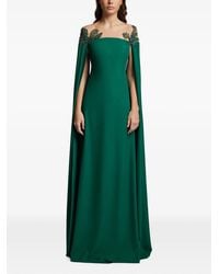 Cristallini - Robe Longue À Manches Style Cape Et Ornements En Perles - Lyst