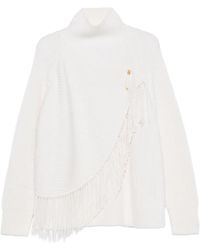 Carven - Fringed High-Neck Knit - Lyst