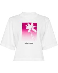 Palm Angels - Cropped-T-Shirt Mit Palmen-Print - Lyst