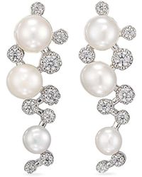Anabela Chan - Orecchini in oro bianco 18kt con diamanti e perla - Lyst