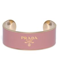 Prada - Logo-print Enamel Cuff Bracelet - Lyst