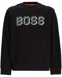 BOSS - Logo-print Cotton Jersey Sweatshirt - Lyst