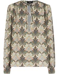Etro - Paisley-Print Front-Tie Blouse - Lyst