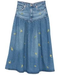 Ganni - Floral-Print Maxi Skirt - Lyst