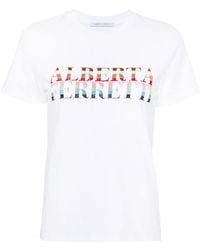 Alberta Ferretti - Bead-logo Cotton T-shirt - Lyst