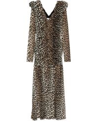 Ganni - Leopard-Print Maxi Dress - Lyst