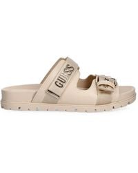 Guess - Faxona Buckle-Fastening Logo-Plaque Slides - Lyst