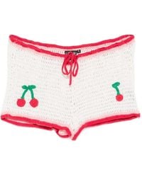Leslie Amon - Cherry-Appliqué Crochet Shorts - Lyst