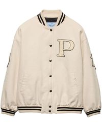 Prada - Canvas Bomber Jacket With Patches - Lyst