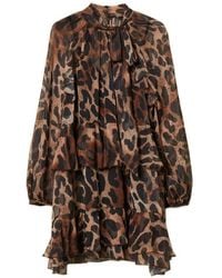 Twinset - Short Voile Dress With Animal Print - Lyst