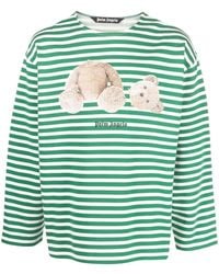 Palm Angels - Logo-Print Striped Cotton T-Shirt - Lyst