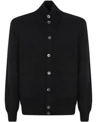 Cruciani - High-Neck Buttoned Knit Cardigan - Lyst