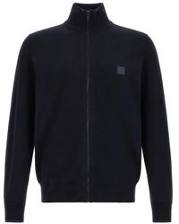 BOSS - Logo-Patch Zip-Up Cardigan - Lyst