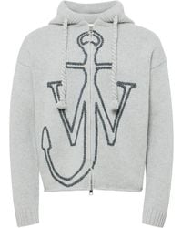 JW Anderson - Cardigan Con Zip E Logo Anchor - Lyst