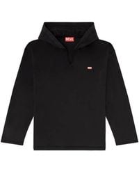 DIESEL - Long-Sleeve T-Shirt With Flannel Hood - Lyst