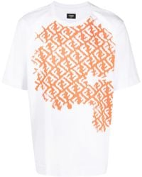 Fendi - Monogram-Print Crew-Neck Oversized T-Shirt - Lyst