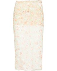 N°21 - Floral-print Silk Midi Skirt - Lyst