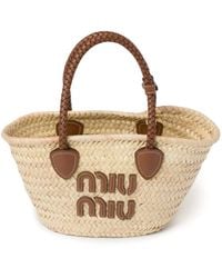 Miu Miu - Woven Straw Tote Bag - Lyst