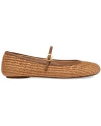 Gianvito Rossi - Camel Brown Raffia Ballerinas - Lyst