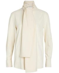 Another Tomorrow - Scarf-Collar Long-Sleeve Blouse - Lyst