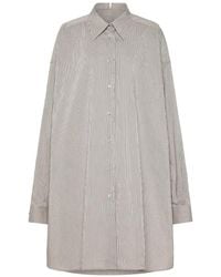 Maison Margiela - Fold Collar Pinstriped Shirt - Lyst