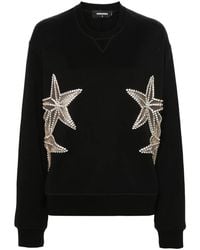 DSquared² - Crystal-Embellished Cotton Sweatshirt - Lyst
