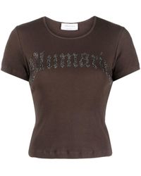 Blumarine - Logo-embellished Ribbed-knit T-shirt - Lyst