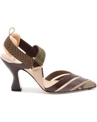 Fendi - 85Mm Snakeskin-Effect Leather Heeled Pumps - Lyst