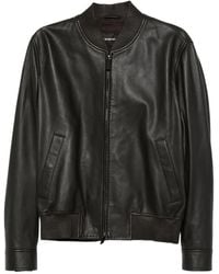 Emporio Armani - レザー ボンバージャケット - Lyst