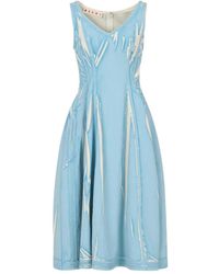 Marni - Screen-Printed Denim Midi Dress - Lyst