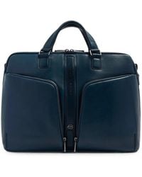 Piquadro - Double Zip Leather Briefcase - Lyst