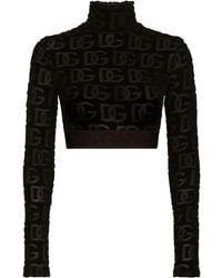 Dolce & Gabbana - Top crop con logo DG jacquard - Lyst