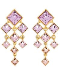 Oscar de la Renta - Square-Cut Rhinestone Chandelier Clip-On Earrings - Lyst