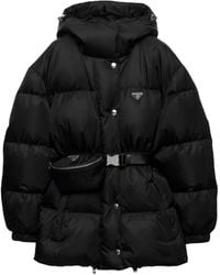 Prada - Chaqueta con cinturón y capucha - Lyst
