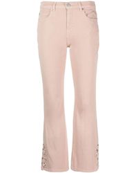 Pinko - Lacing-Detail Logo-Patch Bootcut Jeans - Lyst