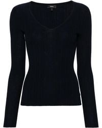 Theory - V-Neck Rib Knit Top - Lyst