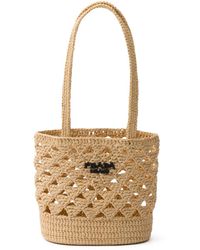 Prada - Logo-Embroidered Crochet Shoulder Bag - Lyst