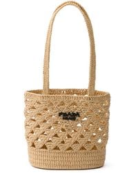 Prada - Logo-Embroidered Crochet Shoulder Bag - Lyst