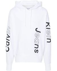 Calvin Klein - Logo-embroidered Cotton Hoodie - Lyst