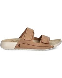 Ecco - Cozmo Double-Strap Leather Slides - Lyst
