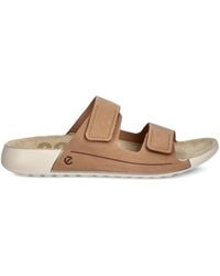 Ecco - Cozmo Double-Strap Leather Slides - Lyst