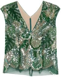 DE SANTIS - Sequin Embellished V-Neck Top - Lyst